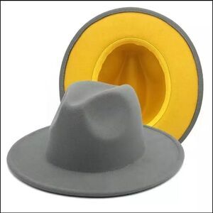 Gray/ Yellow base Unisex Fedora Hat